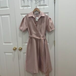 Teri Jon golden Rose Midi Wrap Dress